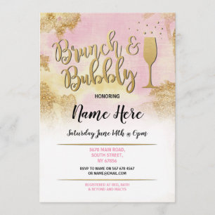 Brunch u. sprudelndes rosa GoldBrautparty laden Einladung