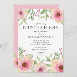 Brunch und Blubbly Blush Pink Brautparty Einladung