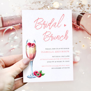Brunch und Blubbly Blush Pink Brautparty Einladung