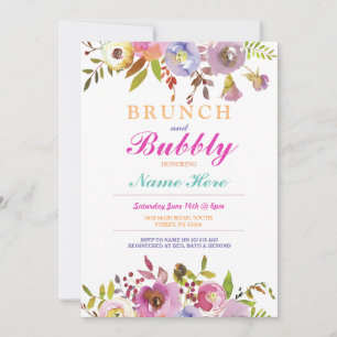 Brunch und Bubble Brautparty Floral Einladung