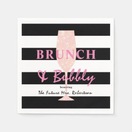 Brunch und Bubbly Black/White Strip | Rosa Serviette