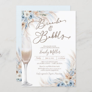 Brunch und Bubbly Blue Boho Pampas Brautparty Einladung