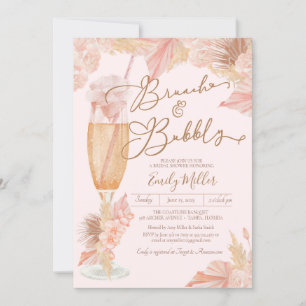 Brunch und Bubbly Blush Boho Pampas Brautparty Einladung