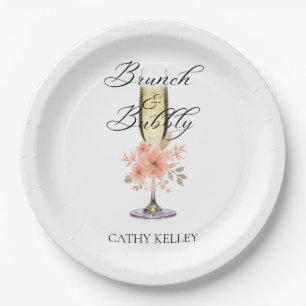 Brunch und Bubbly Brautparty 9" Runde Pappteller