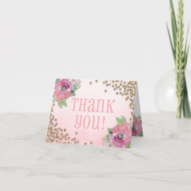 Brunch und Bubbly Brautparty Glitzer Vielen Dank Dankeskarte (Vorderseite)