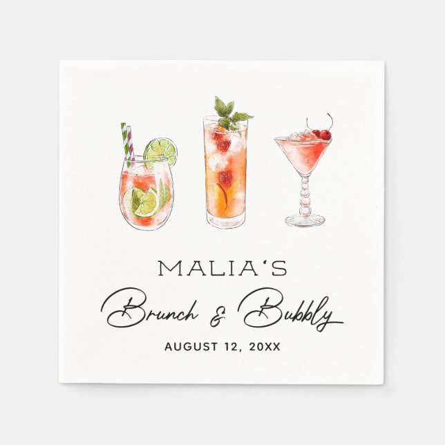 Brunch und Bubbly Brautparty Napkin Serviette (Vorderseite)