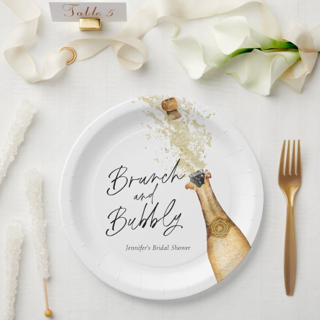 Brunch und Bubbly Brautparty Paper Teller (Hochzeit)