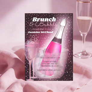 Brunch und Bubbly Brautparty Pink Champagne Einladung