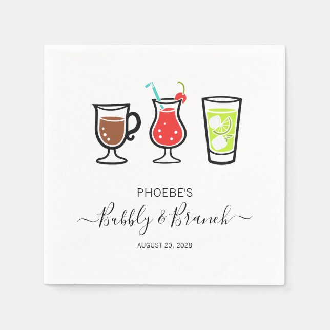 Brunch und Bubbly-Brautparty Serviette (Vorderseite)