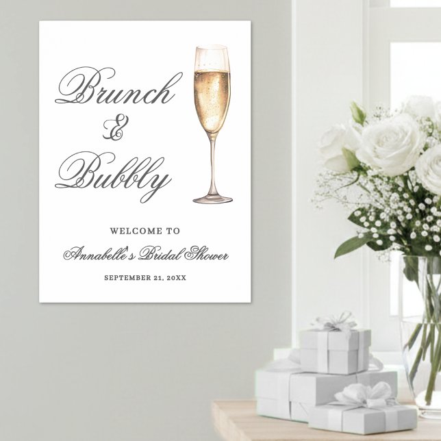 Brunch und Bubbly Brautparty-Willkommensschild Poster (Brunch And Bubbly Bridal Shower Welcome Sign )