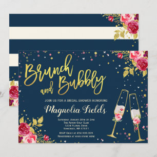 Brunch und Bubbly Bridal Dusche Einladung Blumen