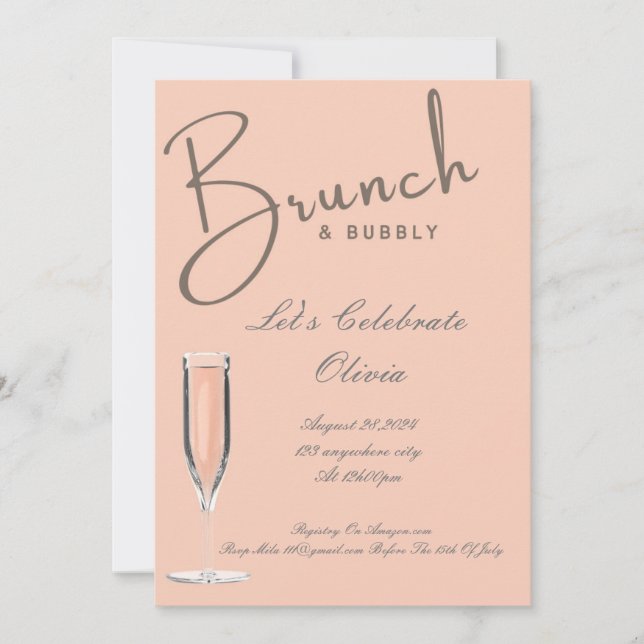 BRUNCH- UND BUBBLY-BRIDAL-DUSCHINVITATION SAVE THE DATE (Vorderseite)