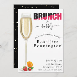 Brunch und Bubbly Champagne Brautparty Einladung