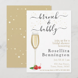 Brunch und Bubbly Champagne Brautparty Einladung