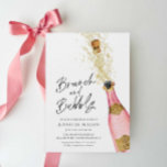 Brunch und Bubbly Champagne Brautparty Invitati Einladung<br><div class="desc">Rosa und Gold Champagner Brunch und Bubbly Bridal Dusche Einladung. Entworfen mit einer schönen Aquarell Champagner Flasche. Passende Artikel in unserem Shop Cava Party Design.</div>