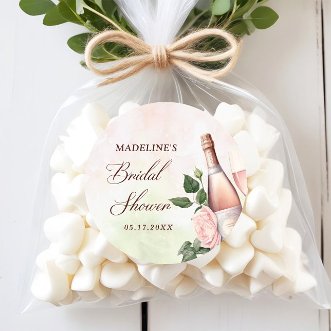 Brunch und Bubbly Champagne Brautparty Runder Aufkleber (Von Creator hochgeladen)