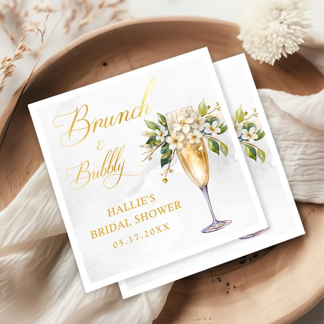 Brunch und Bubbly Champagne Brautparty Serviette (Von Creator hochgeladen)