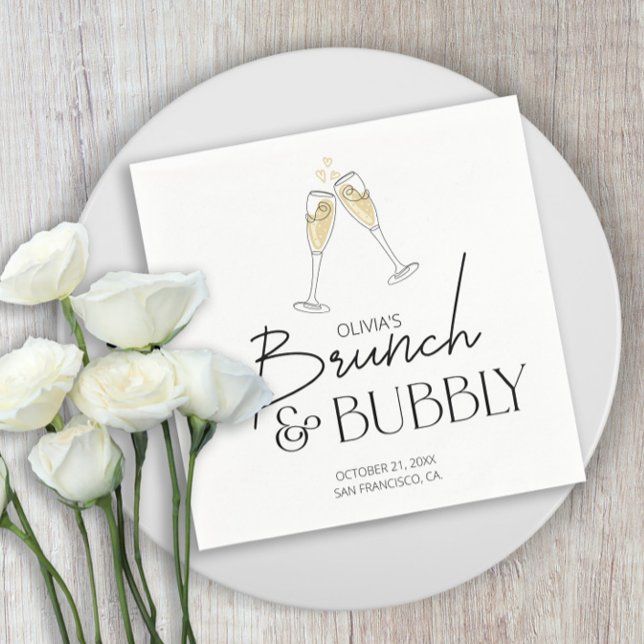 Brunch und Bubbly Champagne Brautparty Serviette (Von Creator hochgeladen)