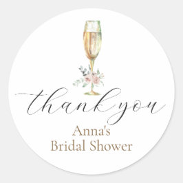Brunch und Bubbly Champagne Vielen Dank Runder Aufkleber