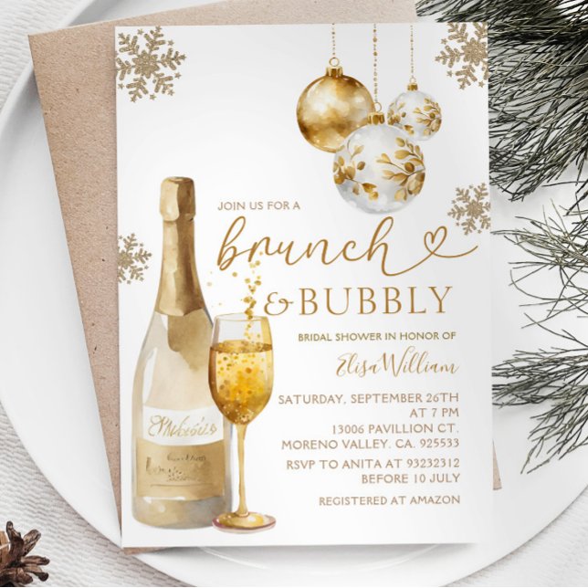 Brunch und Bubbly Champagne Winter Brautparty Einladung (Von Creator hochgeladen)