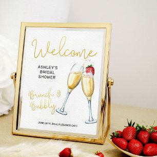 Brunch und Bubbly Champagner Brillen Begrüßungszei Poster