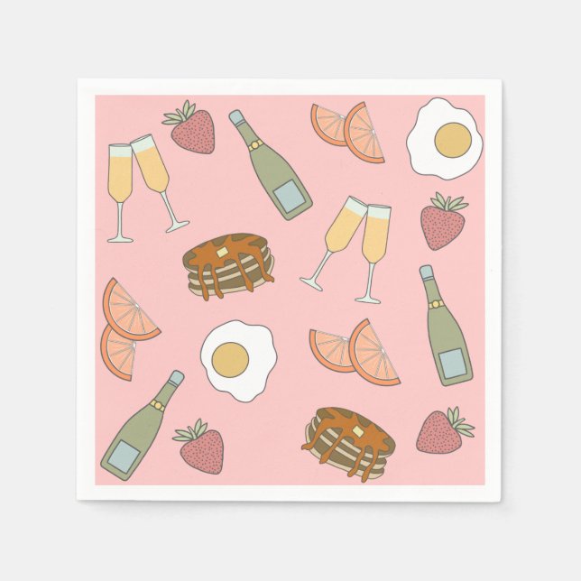 Brunch und Bubbly Cocktail Napkins Serviette (Vorderseite)