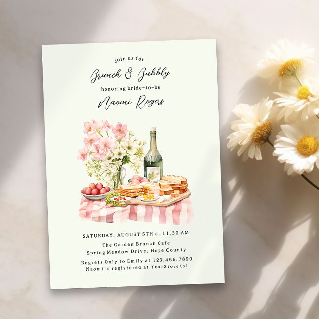 Brunch und Bubbly Country Garden Brautparty Einladung (Brunch and Bubbly Bridal Shower Summer Invitation)