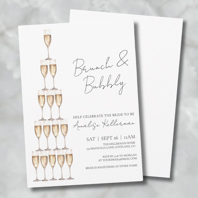 Brunch und Bubbly Elegantes Brautparty Einladung (Brunch And Bubbly Elegant Bridal Shower Invitation)