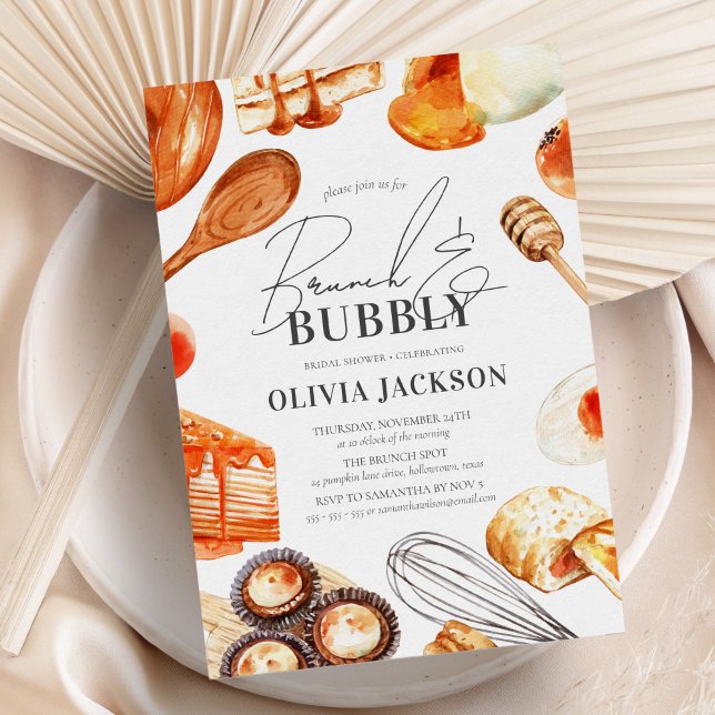 Brunch und Bubbly Elegantes Brautparty Einladung (Von Creator hochgeladen)