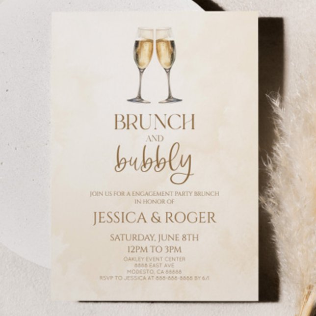 Brunch und Bubbly Engagement Party Brunch Einladung (Von Creator hochgeladen)