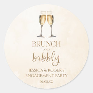 Brunch und Bubbly Engagement Party Brunch Gefallen Runder Aufkleber
