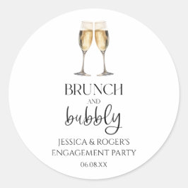 Brunch und Bubbly Engagement Party Brunch Gefallen Runder Aufkleber
