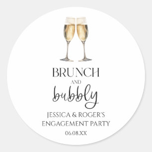 Brunch und Bubbly Engagement Party Brunch Gefallen Runder Aufkleber