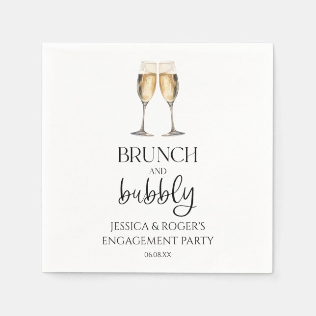 Brunch und Bubbly Engagement Party Brunch Serviette (Vorderseite)