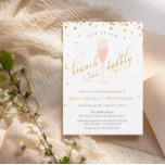 Brunch und Bubbly Engagement Party Einladung<br><div class="desc">Feiern Sie Geburtstag,  Verlobung oder Dusche mit diesen eleganten "Brunch & Bubbly"-Einladungen! Mit goldenen Konfetti & Drehbuch und einem Aquarell rosa Champagnerglas. Zurück hat weiche pastellrosa mit goldenem Konfetti-Design. ** Die Goldfolie ist nur ein bedruckter Effekt - Karten werden nicht mit der Goldfolie ausgedruckt! **</div>