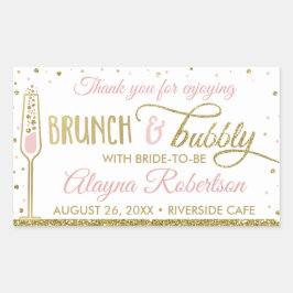 Brunch und Bubbly Flasche Wrapper, Imitat Glitzer Rechteckiger Aufkleber