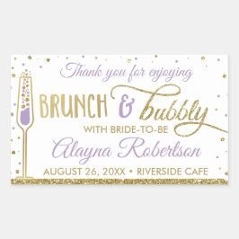 Brunch und Bubbly Flasche Wrapper, Imitat Glitzer Rechteckiger Aufkleber