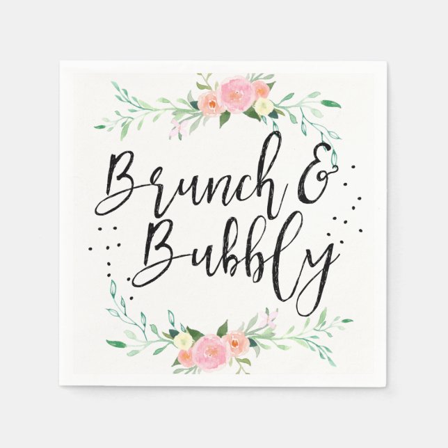 Brunch und Bubbly Floral Brautparty Napkin Serviette (Vorderseite)