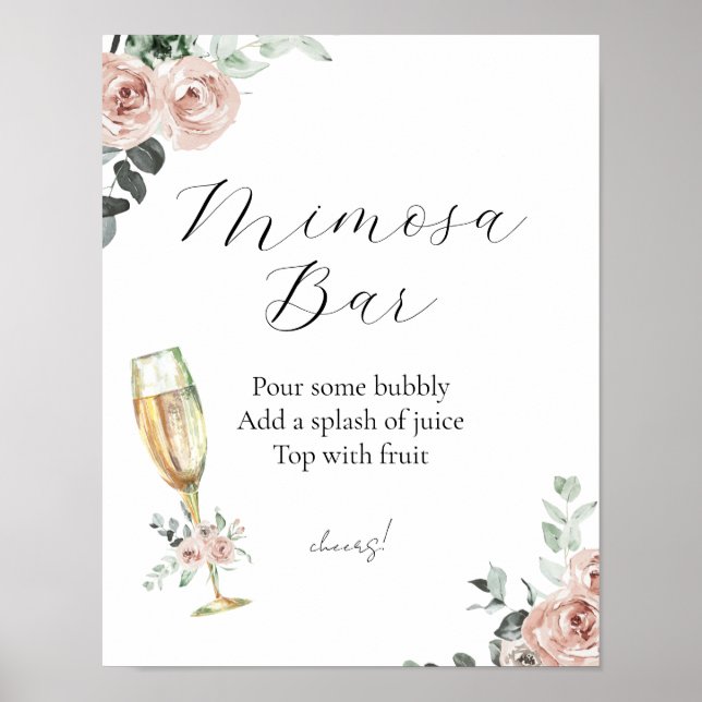Brunch und Bubbly Floral Mimosa Bar Sign Poster (Vorne)