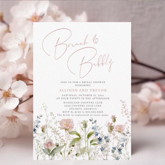 Brunch und Bubbly Floral Paares Brautparty Einladung (Von Creator hochgeladen)