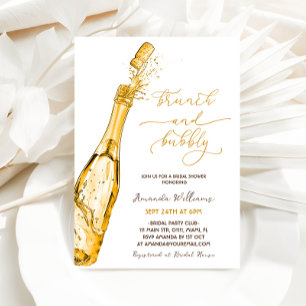 Brunch und Bubbly Gold Champagner Brautparty Einladung