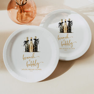 Brunch und Bubbly Gold Champagner Brautparty Pappteller