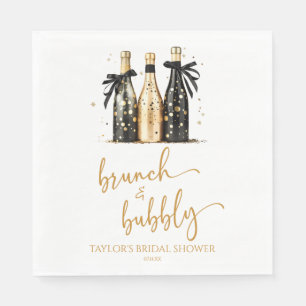 Brunch und Bubbly Gold Champagner Brautparty Serviette