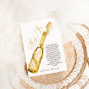 Brunch und Bubbly Gold Elegante Brautparty Dankeskarte