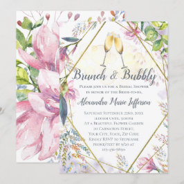 Brunch und Bubbly Green Pink Lilie Brautparty Einladung