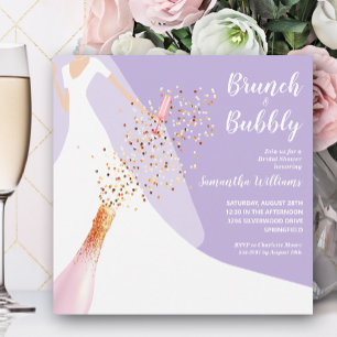 Brunch und Bubbly Lavendel Brautparty Einladung