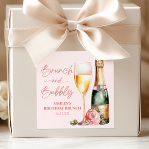 Brunch und Bubbly Mimosa Champagne Birthday Brunch Quadratischer Aufkleber