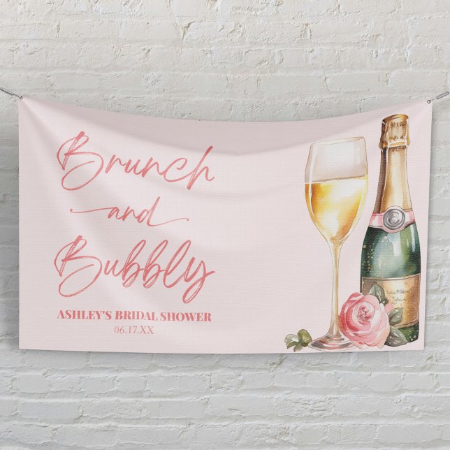 Brunch und Bubbly Mimosa Champagne Brautparty Banner (Von Creator hochgeladen)