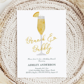 Brunch und Bubbly Mimosa Cocktail Geburtstagsparty Einladung