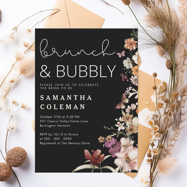 Brunch und Bubbly Modern Script Boho Brautparty Einladung (Von Creator hochgeladen)